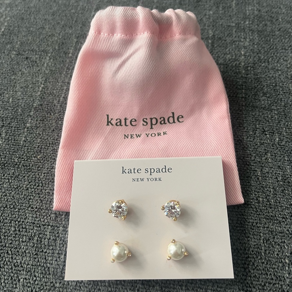 Kate Spade Rise and Shine Earring Set of 2 (Diamond/Pearl).
